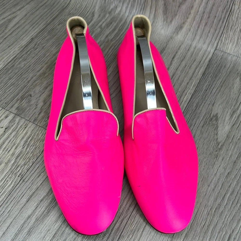 J. Crew Neon Pink Darby Leather Flats